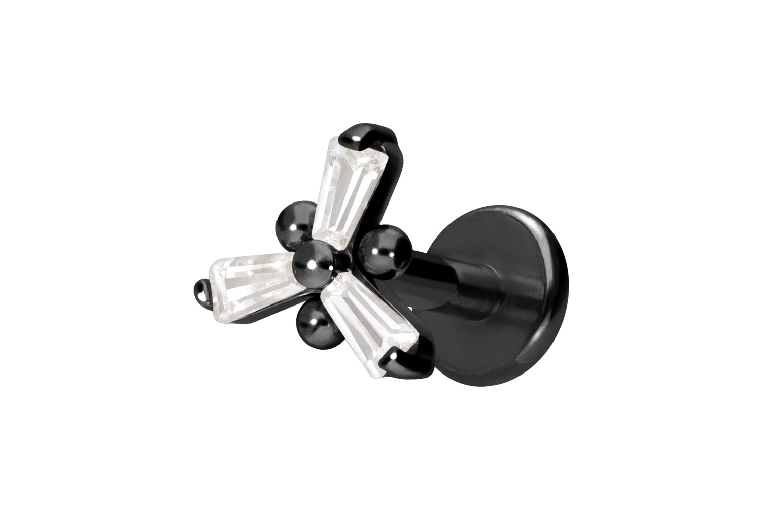 Titan Labret Piercing mit Innengewinde KRISTALLBLUME